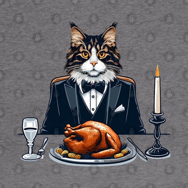 Happy Thanksgiving Maine Coon Cat by Graceful Designs